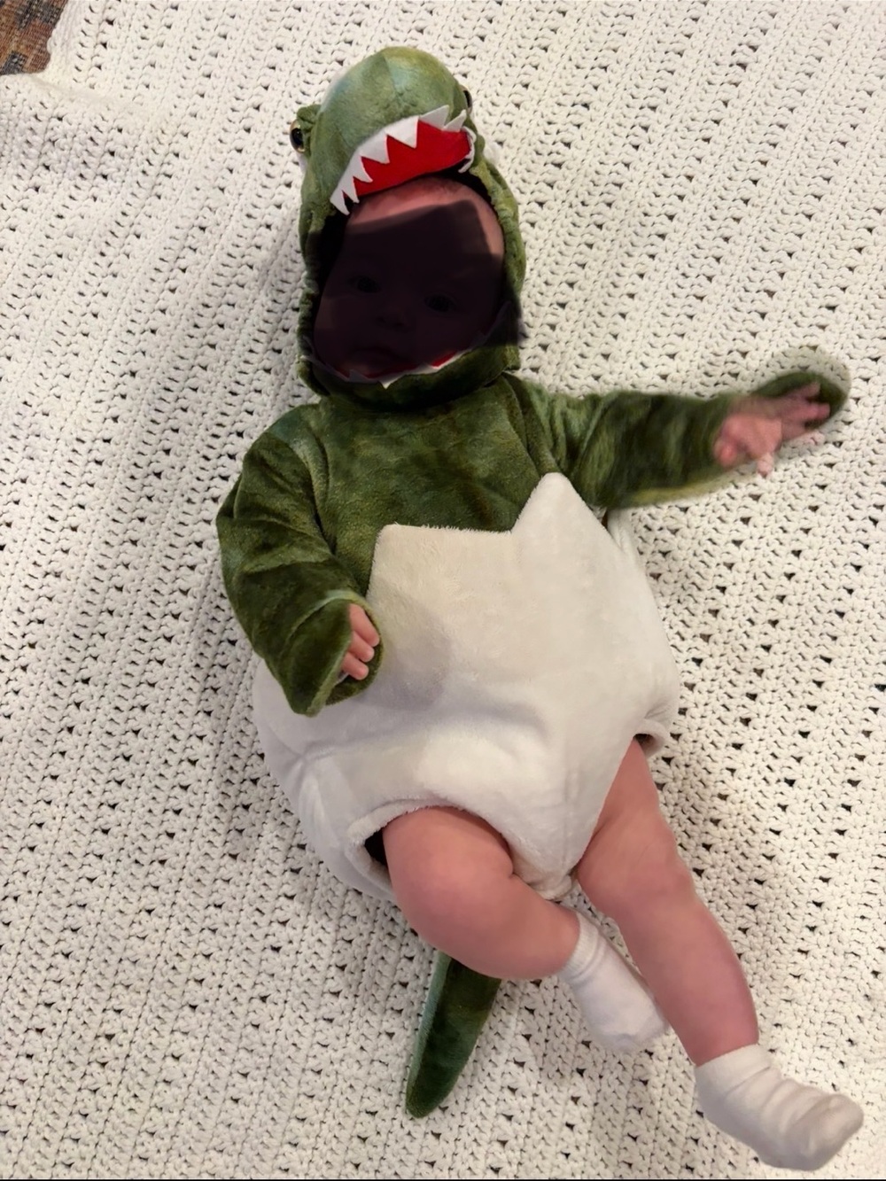 Pottery Barn Kids Green & White Baby Dino Costume Hoodie - Picture 3 of 4